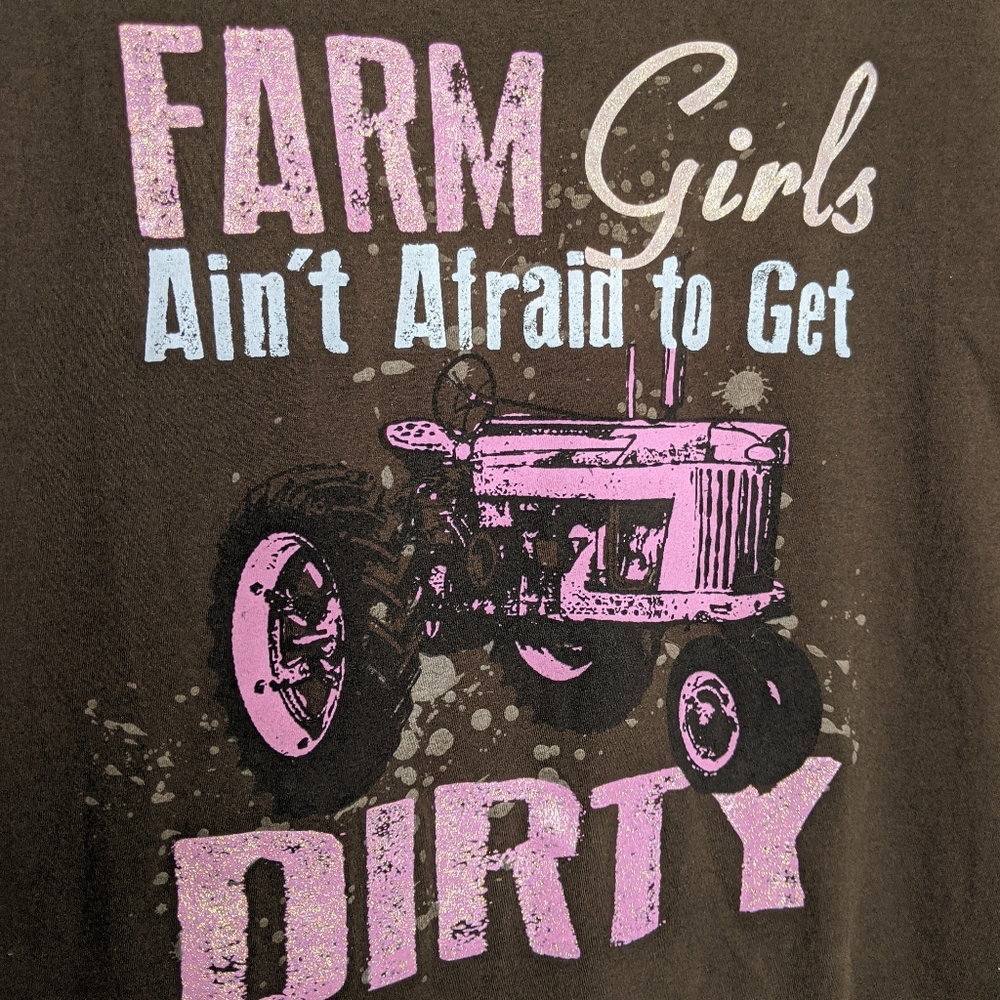 Farm Girls Brown and Pink Glitter Shirt